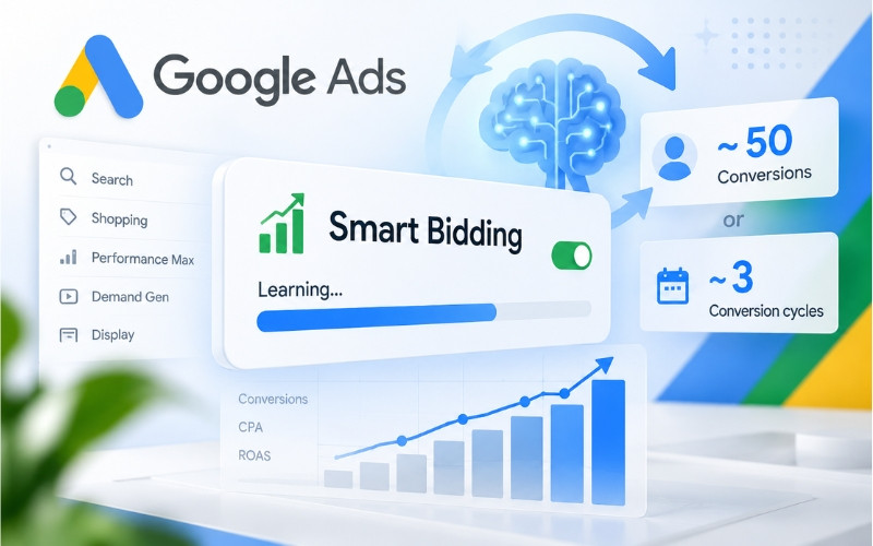 Період навчання Smart Bidding у Google Ads до 50 конверсій